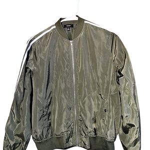 Women's Dice Camo Green Windbreaker Zip Up Jacket Size S Spring Casual Fall